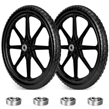 Imagem de Rodas de carrinho planas de 50,8 cm – Rodas de substituição de borracha sólida para carrinhos de jardim, carrinhos de gramado, carrinhos de mão, carrinhos utilitários – Serve para Rubbermaid