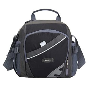 Imagem de Nova Bolsa Transversal Unissex de Nylon com Zíper Cor Contrastante Múltiplos Bolsos Casual Esportiva Ombro