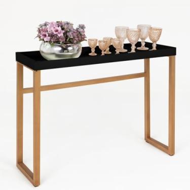 Imagem de Aparador Slim Preto Pés em Madeira para Salas Cozinhas Hall De Entrada