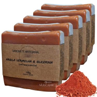 Imagem de Sabonete Natural Pele Seca 5x 100g – Argila Vermelha com Ação Tonificante e Cicatrizante