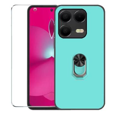Imagem de Covthch Capa T-Mobile REVVL 8 Pro com protetor de tela, capa de telefone T-Mobile REVVL 8 Pro com suporte de anel, capa de proteção fina e flexível de borracha de silicone TPU à prova de choque