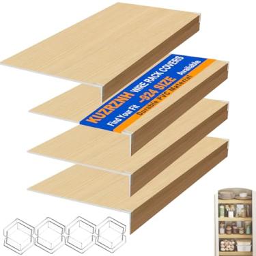 Imagem de Conjunto de 4 capas de prateleira de arame, 41 x 23 x 7,6 cm, capa de prateleira de PVC durável para prateleiras de arame, despensa, capas de prateleira de madeira sintética de cozinha, forros