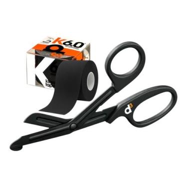 Imagem de Kit Bandagem Elástica Hipoalergênica D3 Tape K6 Kinesiology + Tesoura 