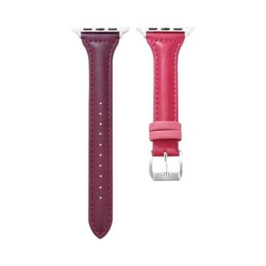 Imagem de Pulseira De Couro Slim Para Apple Watch Band 40mm 41mm 44mm 45mm 42mm 