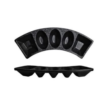 Imagem de prato de lanche Casa simples multi-compartimento tempero prato criativo cerâmica restaurante molho aperitivo lanche tigela de sopa(Preto)