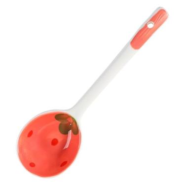 Imagem de Concha de sopa Colher de morango colher sopa redonda cerâmica 1 peça sobremesa com alça longa multifuncional