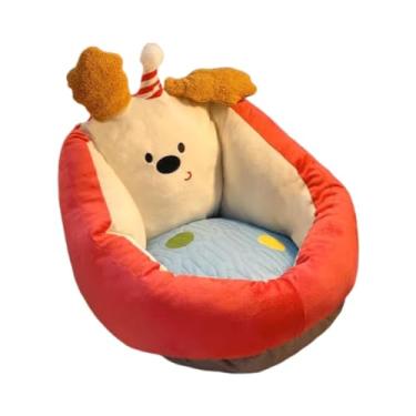 Imagem de ＫＬＫＣＭＳ Cadeira de almofada kawaii para crianças, cadeira de canto de leitura, sofá de lazer, sofá de um lugar, de chão preguiçoso para quarto infantil, 60x60, Vermelho