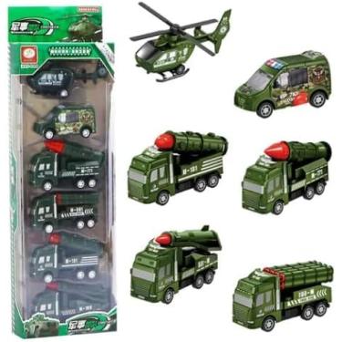 Imagem de Conjunto de Mini Veículos Educativos – 6 Peças, Helicóptero, Militar, Bombeiros e Caminhão de Lixo – Crianças 3+ (Verde Escuro)