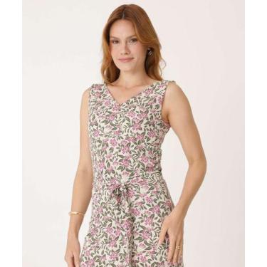 Imagem de Blusa Regata Feminina Estampa Flores Marisa-15003, Bege, GG