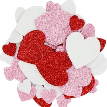 Imagem de 60 peças de guardanapos de coração, 1 saco de adesivos de espuma de coração, conjunto de adesivos de dia dos namorados para decoração de dia dos namorados, decoração infantil, lembrancinhas de festa