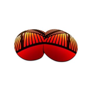 Imagem de MYCOURAG Lentes de reposição polarizadas com proteção UV para óculos de sol Oakley Meta HSTN OW8002 51 mm – Vermelho fogo espelhado revestido polarizado