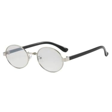 Imagem de JRLLFD Óculos de sol femininos ovais pequenos, retrô e luxuosos, estilo punk, para dirigir ao ar livre, com proteção UV400 (prata)