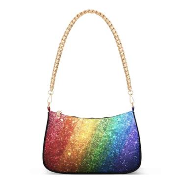 Imagem de CEBUGI Bolsas transversais femininas bolsa de ombro com fundo arco-íris bolsa clutch elegante com alça de corrente