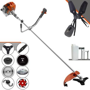 Imagem de Cortador de Grama Completa À Gasolina Tekna RL430ACNTK 2 Tempos 43cc 1,7HP Alta Performance Roçadeira Com Carretel de Nylon e Kit de 7 Opções de Corte