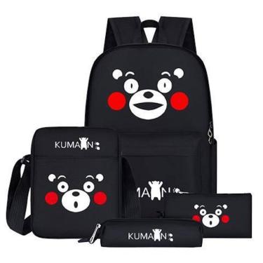 Imagem de Mochila escolar Kumamons Cartoon Kids 4 unidades/conjunto de lona