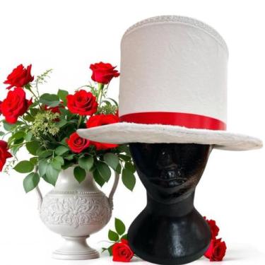Imagem de Cartola de Veludo Luxo Branco  Elegância para Rituais e Decorações - E