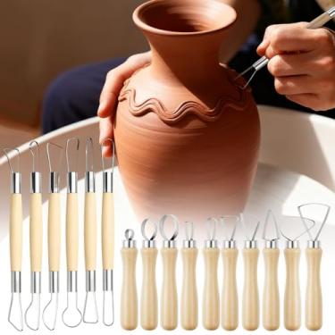 Imagem de Kit de ferramentas profissionais de escultura em argila: fita durável e ferramentas de corte para artistas de cerâmica de estúdio com 10 peças de lâminas de corte e 6 peças