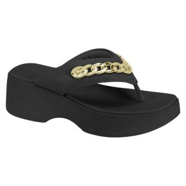 Imagem de Sandália Feminina Moleca Plataforma Médio Flatform Corrente Confortáve
