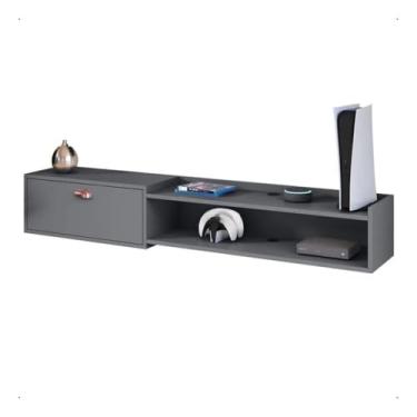 Imagem de Rack Bancada Suspensa Com Porta Sala Escritório Quarto Parede TV Até 60 polegadas 1.50 cm ou 1.80 cm(Cinza 150 cm)