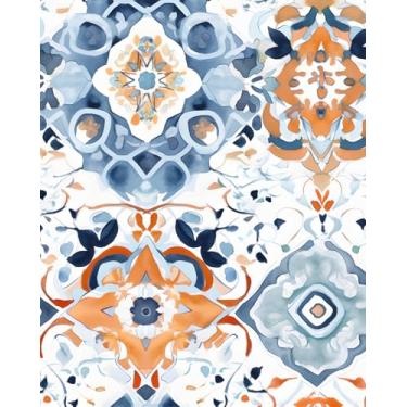 Imagem de XRUIBZI Papel de parede floral branco vintage boho folha de contato aquarela flor mural de parede vinil impermeável autoadesivo removível para locatário papel de parede 44,5 cm x 299,7 cm