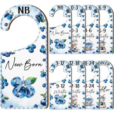 Imagem de CORNER LACE Divisórias de armário de bebê, 8 peças, com tema de mirtilo, cabide/organizador de roupas de madeira dupla face, de recém-nascido a criança, para decoração de berçário, chá de bebê