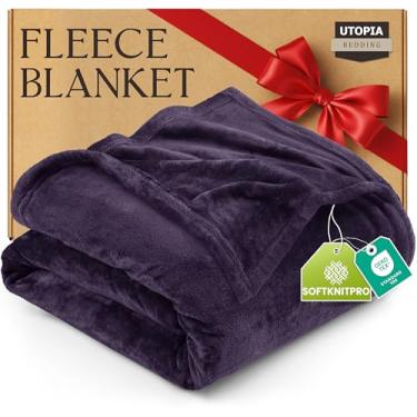 Imagem de Cobertor de Lã Utopia Bedding, 300 g/m², Luxuoso, Antiestático, Felpudo, Macio, de Microfibra, para Cama, Roxo, Tamanho Solteiro, 152 x 203 cm