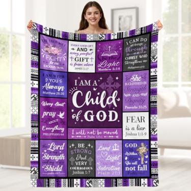 Imagem de Aimego Cobertor de presentes cristãos para mulheres, cobertor de oração religiosa para mulheres, meninas, cobertor "I AM a Child of God", presentes espirituais católicos inspiradores, presente baseado