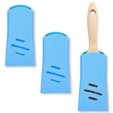 Imagem de GreeSuit Capas protetoras de pincel de tinta de 5 polegadas: 3 peças de capas protetoras profissionais de silicone azul durável para pincéis planos e angulares de 5 cm (azul)