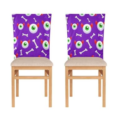 Imagem de JUZIHAI Conjunto de 6 capas de cadeira de jantar com desenho animado Monster Eyeballs, 19,7 x 23,6 polegadas para festa, cozinha, decoração de casa