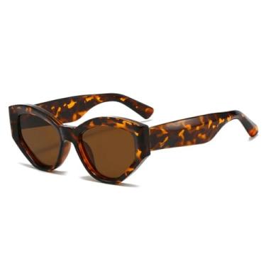 Imagem de HCHES Óculos de Sol Femininos Vintage de Luxo com Lentes Degradê e Estampa de Leopardo, Armação Pequena e Grossa, Proteção UV400 (Leopardo)