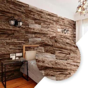 Imagem de Papel parede autoadesivo PVC estampado pedra, decorativo, interior e resistente, 5 metros, belissimo
