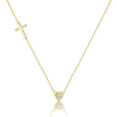 Imagem de Eesphy Colares de cruz para mulheres, pingente cristão de cura banhado a ouro 18K, presente de fé para ela em um dia especial, Banhado a ouro, Sem Pedra Preciosa