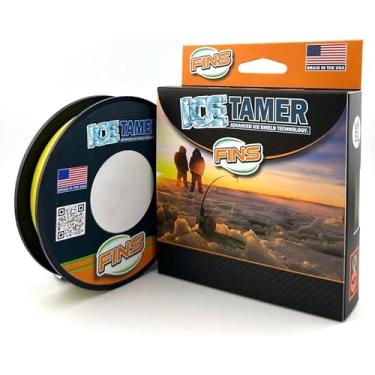 Imagem de FINS Icetamer Ice Fishing Trança – Feita nos EUA – Zero Absorção de Água, Desempenho Sub-Zero, Sem Problemas de Gelo, Alta Resistência ao nó, Micro Diâmetro, Perfil Redondo – Amarelo – 0,9 kg – 150 m