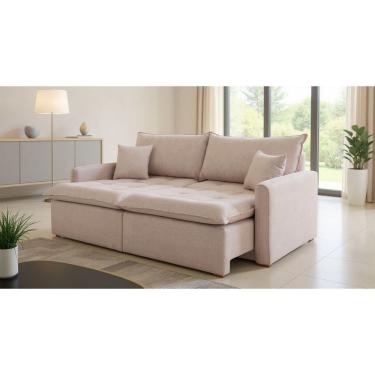 Imagem de Sofá Cama Roma 100% Rebatível e Retrátil Luxo com Almofadas Decorativas e Sem Caixa 2,10M