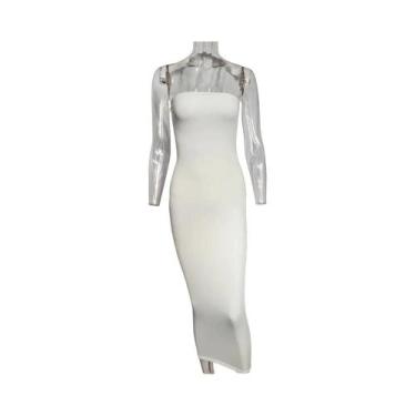 Imagem de Primavera verão vestido feminino cor sólida sexy sem mangas peito envo