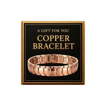 Imagem de YANCHUN Pulseira de cobre masculina de cobre para alívio da dor presente para pai, marido, dia dos pais, aniversário, presente de Natal, Large, Sem Pedra Preciosa