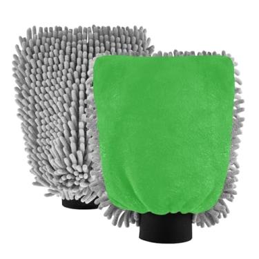 Imagem de ODAWA Luva de detalhamento automático Ivy Green 2PK sem fiapos para caminhões, tamanho grande 20 cm x 29 cm