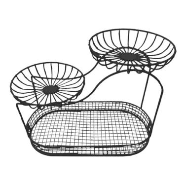 Imagem de Ｂｅｓｇａ Cesto de frutas para de cozinha, organizador de 3 níveis com grande capacidade, suporte de arame metálico para frutas, pão, batatas, lanches e, Black B