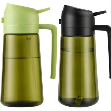 Imagem de Aovdy 2 unidades de pulverizador de óleo para cozinhar 473 g, dispensador de azeite 2 em 1 e pulverizador de óleo - frasco de azeite de oliva de 470 ml, dispensador de óleo de vidro para cozinha