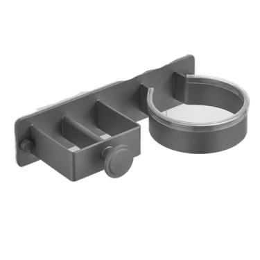 Imagem de Suporte para secador de cabelo de metal montado na parede para casa de banho suporte de secador de cabelo prático multifuncional suporte de armazenamento para secador de cabelo para banheiro e