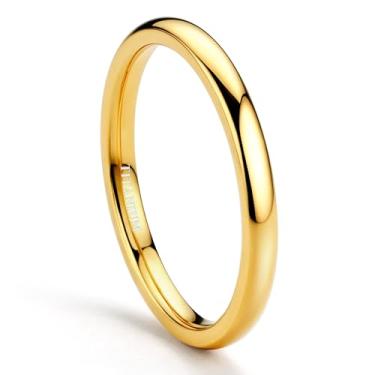 Imagem de Jstyle Aliança de casamento de titânio de 2 mm, 4 mm e 6 mm, para mulheres e homens, banhado a prata/preto/ouro, abobadado, alto polimento, aliança de noivado e compromisso, aliança de casamento