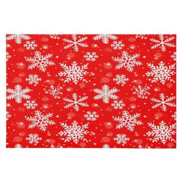 Imagem de Wassud Tapete de porta de flocos de neve de Natal 61 x 89 cm, tapete de área lavável antiderrapante com suporte de borracha, tapete macio e macio para sala de estar, quarto, entrada, entrada