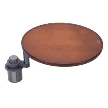 Imagem de TOPINCN Bandeja Giratória do Suporte de Copo do Carro, Bandeja de Comida de Carro de Madeira Com Base de Alumínio, Acessórios para Lanches Bebidas Laptops (Grão de madeira escura)