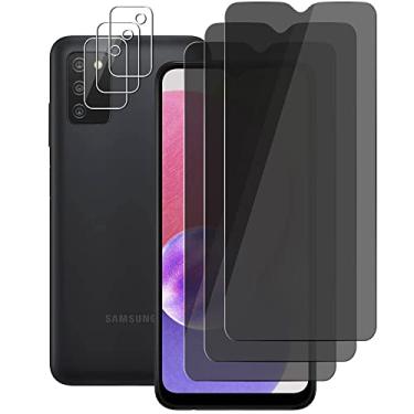 Imagem de UZWZW (3+3) Protetor de tela de privacidade para Samsung Galaxy A03s (pacote com 3) antiespião, vidro temperado privado com protetor de lente de câmera, antiarranhões