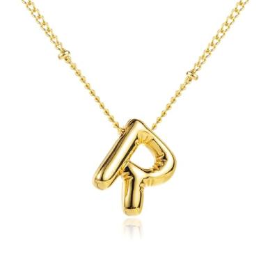 Imagem de Colar com letras douradas e iniciais para mulheres, delicados e fofos, pingente de letra A-Z, presente de aniversário para amigas, colar moderno para mulheres, joias de praia 2025, Zinco, Sem Pedra