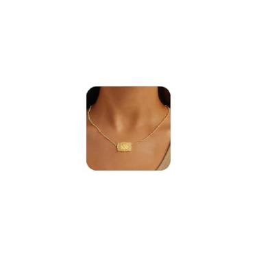 Imagem de KLSURPRISE2 Colar de fivela de cinto com inicial banhado a ouro 18 k colares femininos com pingente de joia ocidental para presente, Large, Cobre, Sem Pedra Preciosa