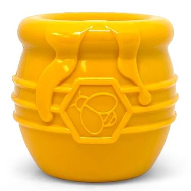 Imagem de SodaPup Pote de mel – Dispensador de petiscos e brinquedo de enriquecimento durável feito nos EUA de material de borracha natural não tóxico, seguro para animais de estimação, seguro para alimentos,