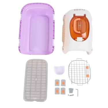 Imagem de Canil de plástico para animais de estimação, janela superior destacável, caixa para cães e gatos, com alça, compatível com companhias aéreas (Roxa)