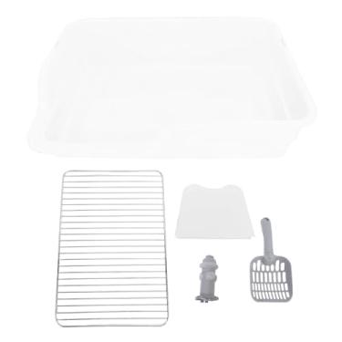 Imagem de Vaso sanitário para cães, malha de aço inoxidável, treinamento para animais de estimação, bandeja para penico, estrutura estável, fácil de limpar, suporte para almofada de xixi (Branca)