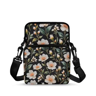 Imagem de CLOHOMIN Bolsa mensageiro pequena para mulheres e homens, bolsa para celular, carteira, bolsas pequenas da moda, pochete bolsa mensageiro, Flores